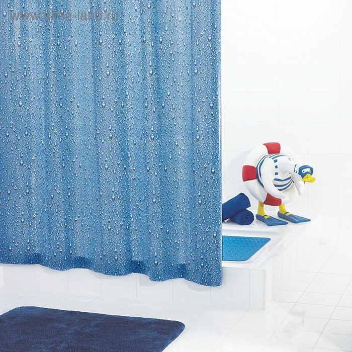 цена Штора для ванных комнат Drops, цвет синий