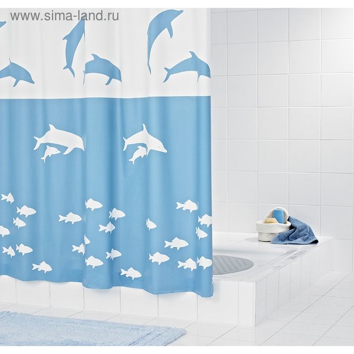 цена Штора для ванных комнат Flipper, цвет синий
