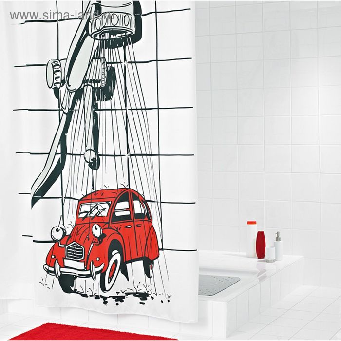 цена Штора для ванных комнат 2CV, цвет красный