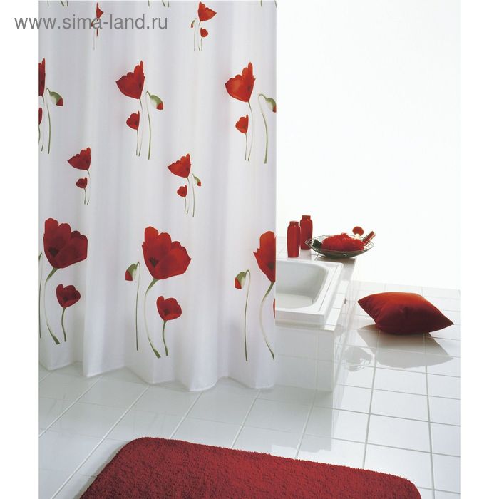 Штора для ванных комнат Mohn, цвет красный цена и фото