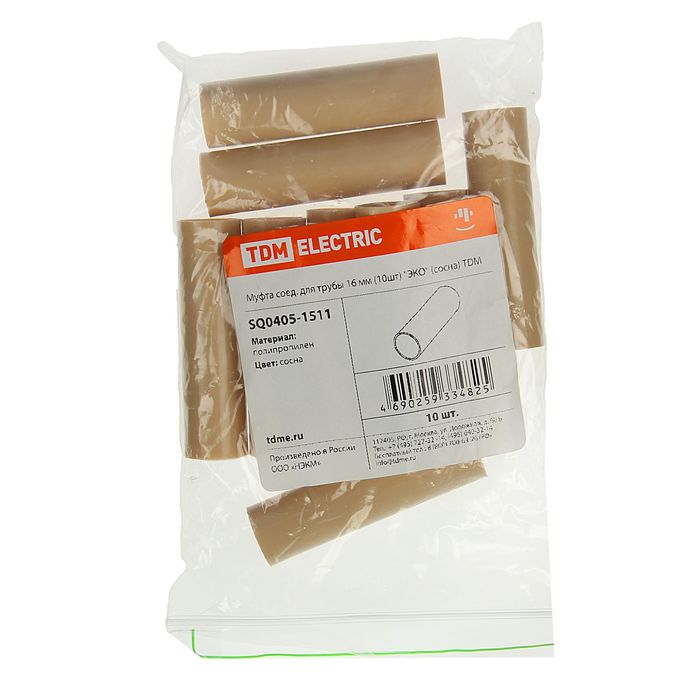 Муфта соединительная для трубы TDM, d=16 мм, цвет сосна, SQ0405-1511