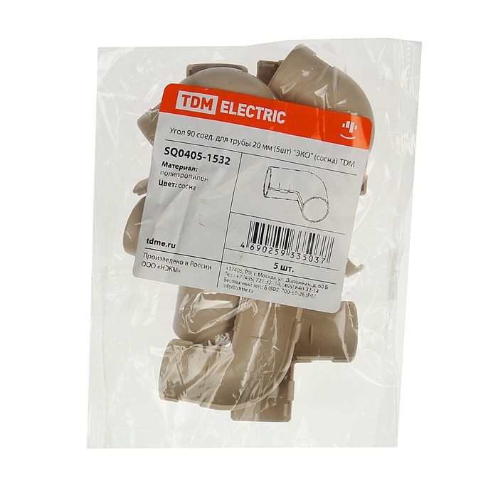Угол 90 соединительный для трубы TDM, d=20 мм, цвет сосна, SQ0405-1532