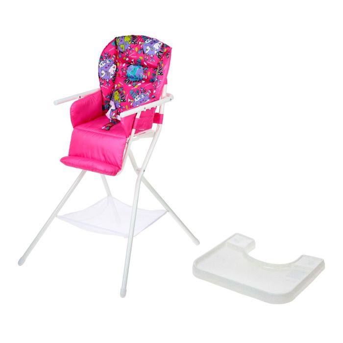 Стульчик для кормления с белым столиком, цвет розовый