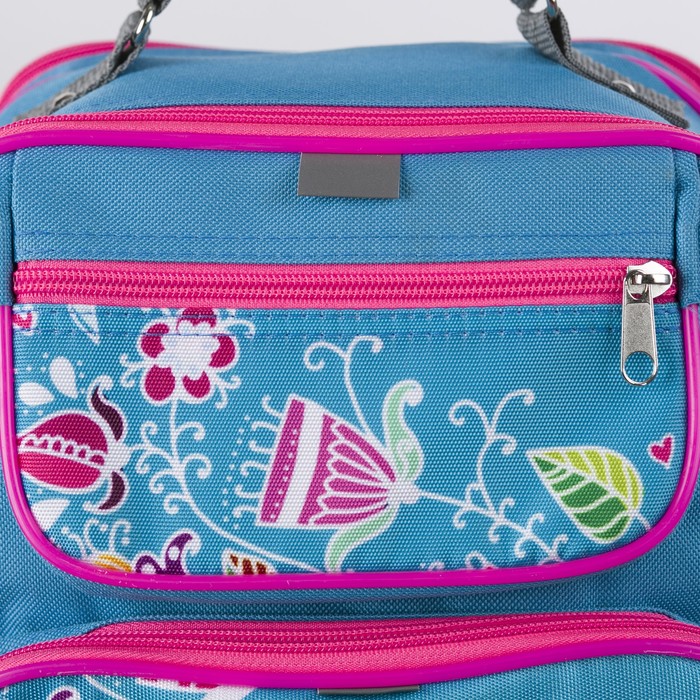 Рюкзак школ 253, 23*15*33, 2 отдела на молнии, 2 н/кармана, голубой/пони