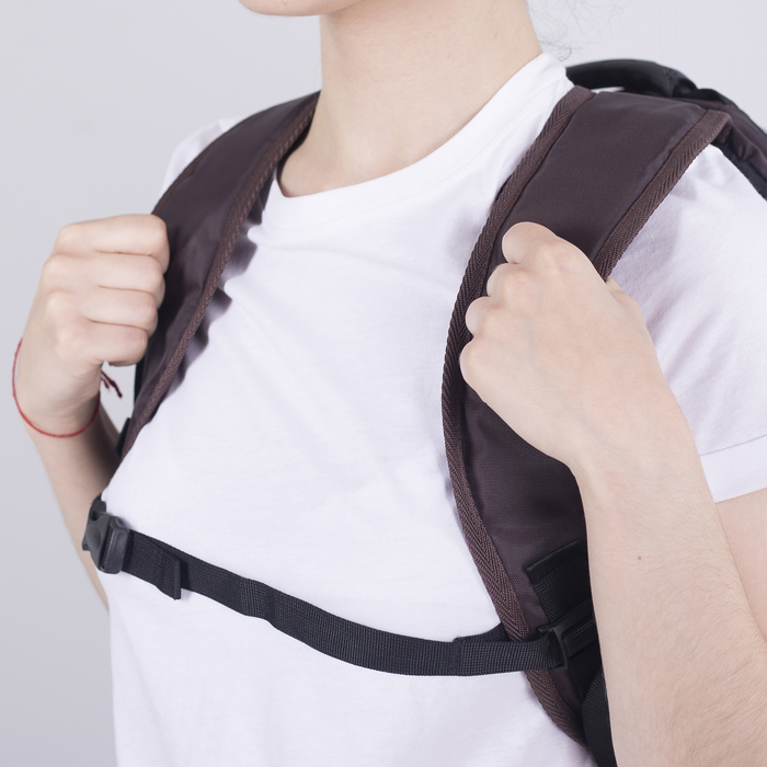 Рюкзак на молнии, 2 отдела, наружный карман, цвет коричневый/голубой