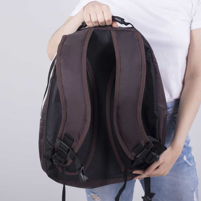 Рюкзак на молнии, 2 отдела, наружный карман, цвет коричневый/голубой