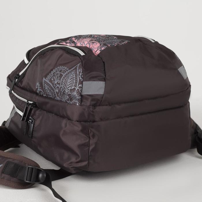 Рюкзак на молнии, 2 отдела, 3 наружных кармана, цвет коричневый