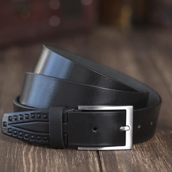 Ремень мужской, пряжка серебро, цвет чёрный