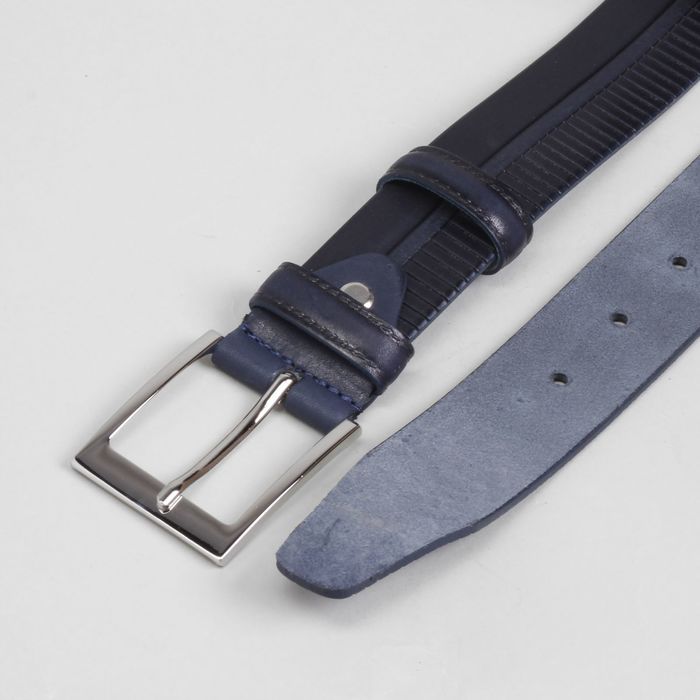 Ремень мужской, пряжка металл, ширина - 3,5 см, цвет тёмно-синий