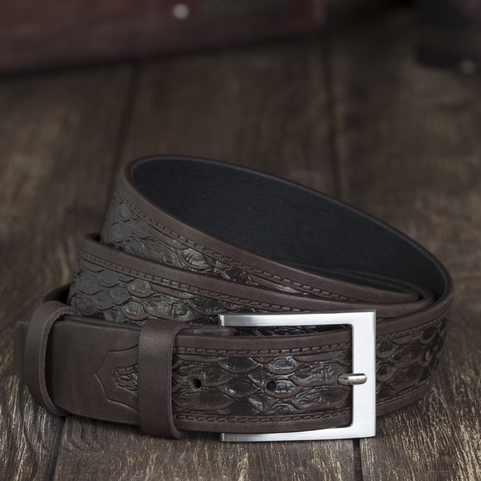 Ремень мужской, пряжка металл, ширина - 3,5 см, цвет коричневый