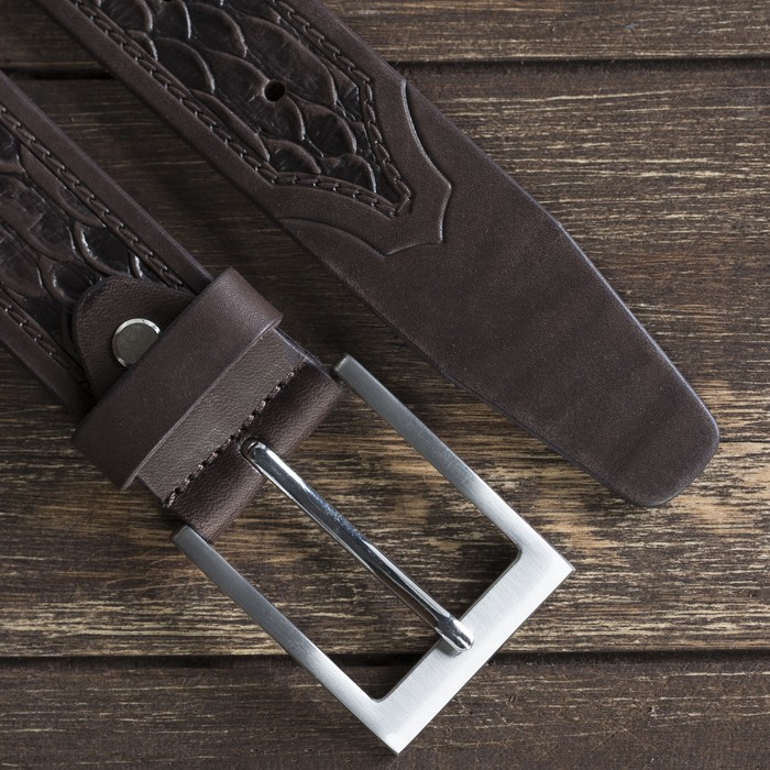 Ремень мужской, пряжка металл, ширина - 3,5 см, цвет коричневый