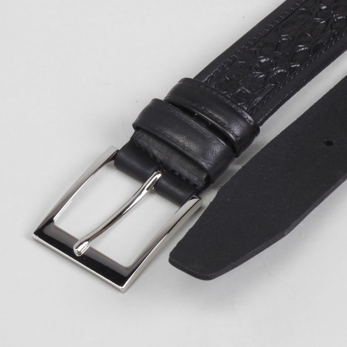 Ремень мужской, пряжка металл, ширина - 3,5 см, цвет чёрный