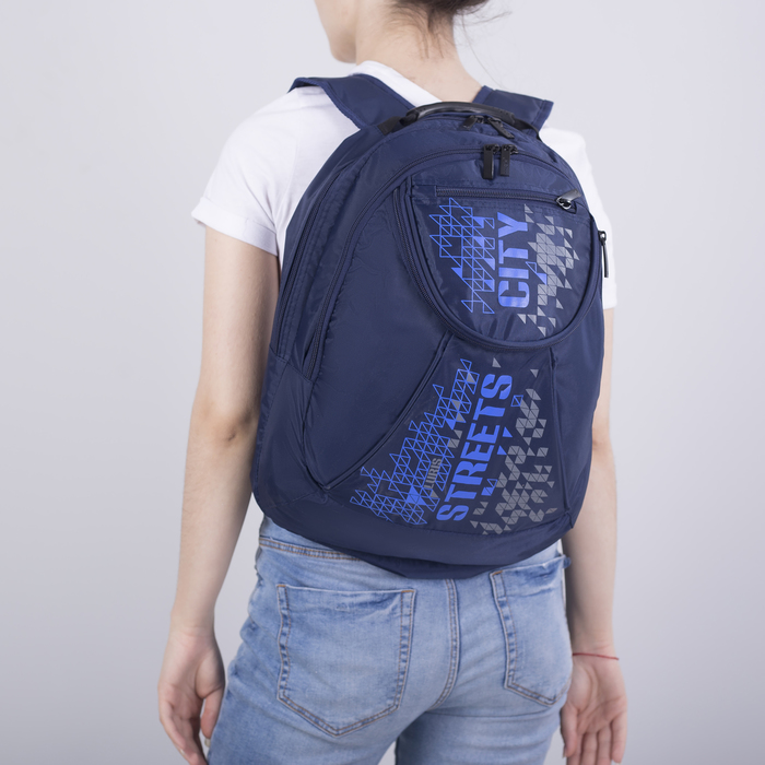 Рюкзак на молнии, 2 отдела, наружный карман, цвет синий/голубой