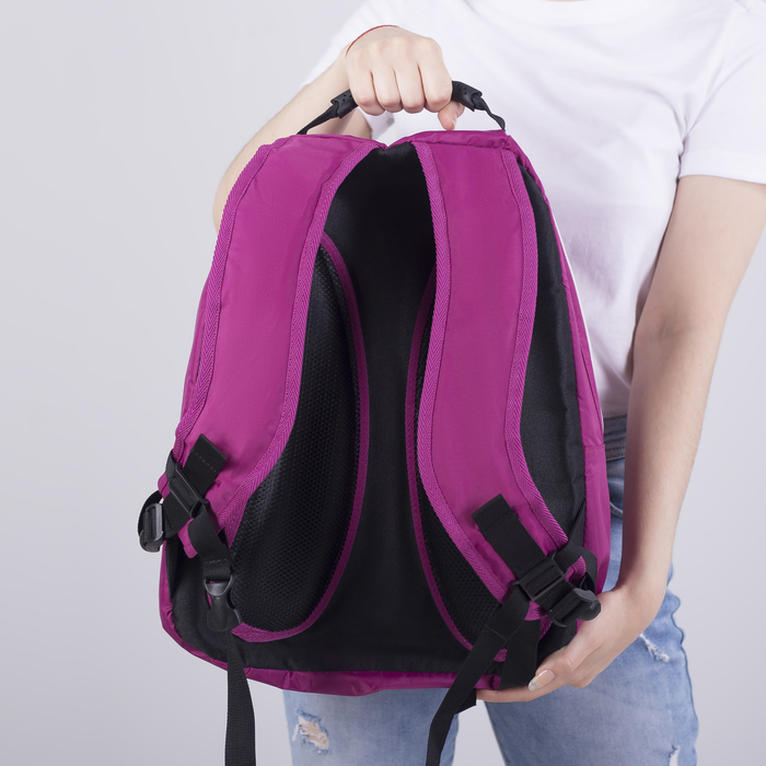 Рюкзак на молнии, 2 отдела, наружный карман, цвет тёмно-розовый
