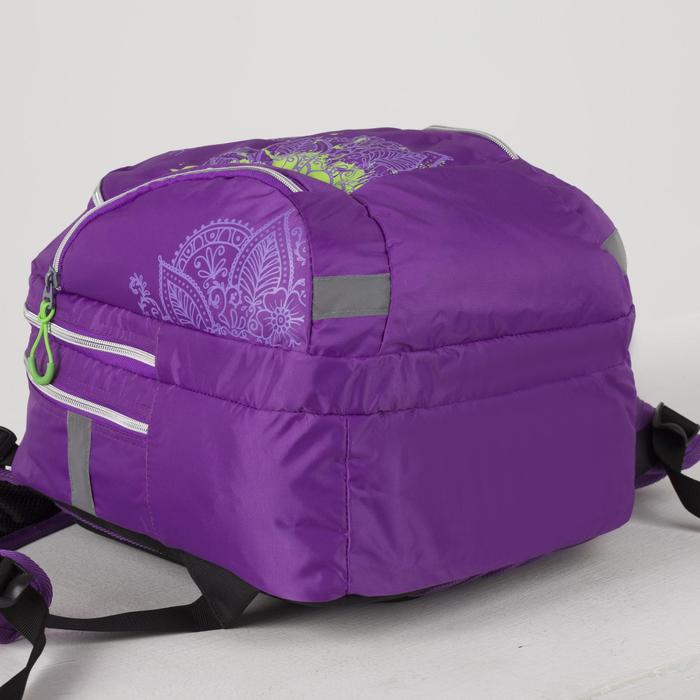 Рюкзак на молнии, 2 отдела, 3 наружных кармана, цвет фиолетовый