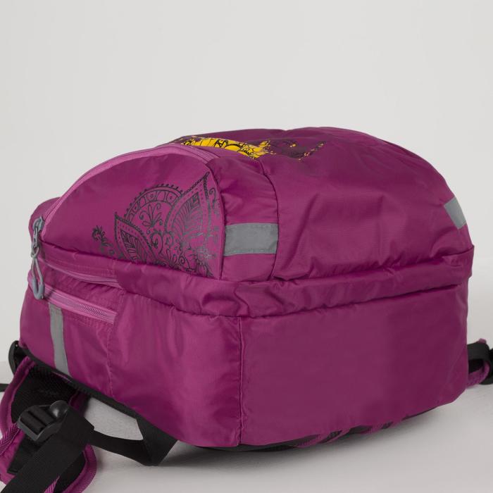 Рюкзак на молнии, 2 отдела, 3 наружных кармана, цвет тёмно-розовый
