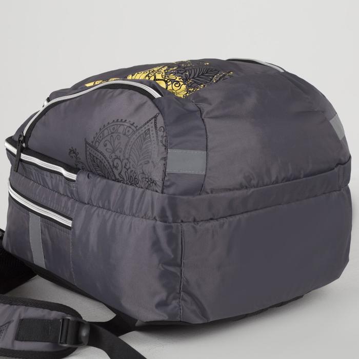 Рюкзак на молнии, 2 отдела, 3 наружных кармана, цвет серый