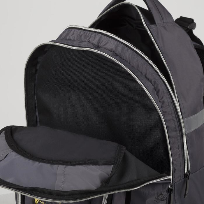 Рюкзак на молнии, 2 отдела, 3 наружных кармана, цвет серый