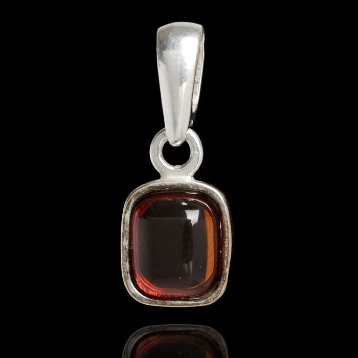 Подвеска посеребрение "Янтарь" прямоугольник, цвет коричневый