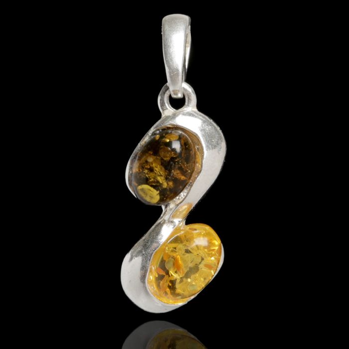 Подвеска посеребрение "Янтарь" завитушка