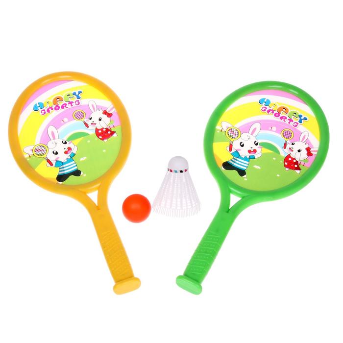 Набор для тенниса: 2 ракетки, волан, мяч, МИКС красный набор для большого тенниса silapro 2 ракетки мяч в че ле металл пластик