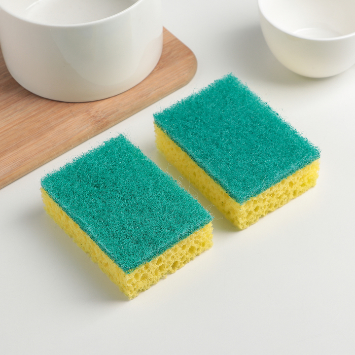 Набор губок для посуды, антибактериальные "Коралл" 4 шт