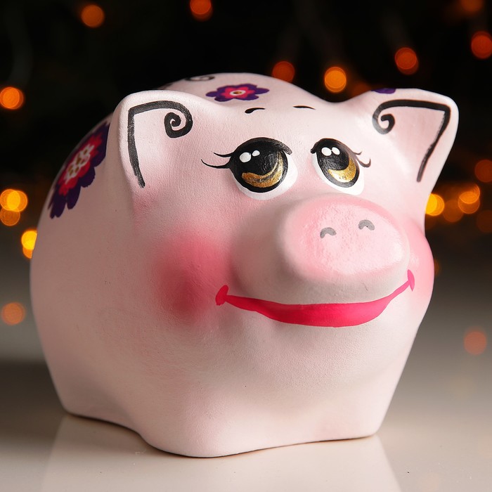 Копилка "Поросёнок", ручная роспись, микс, 14 х 10 см