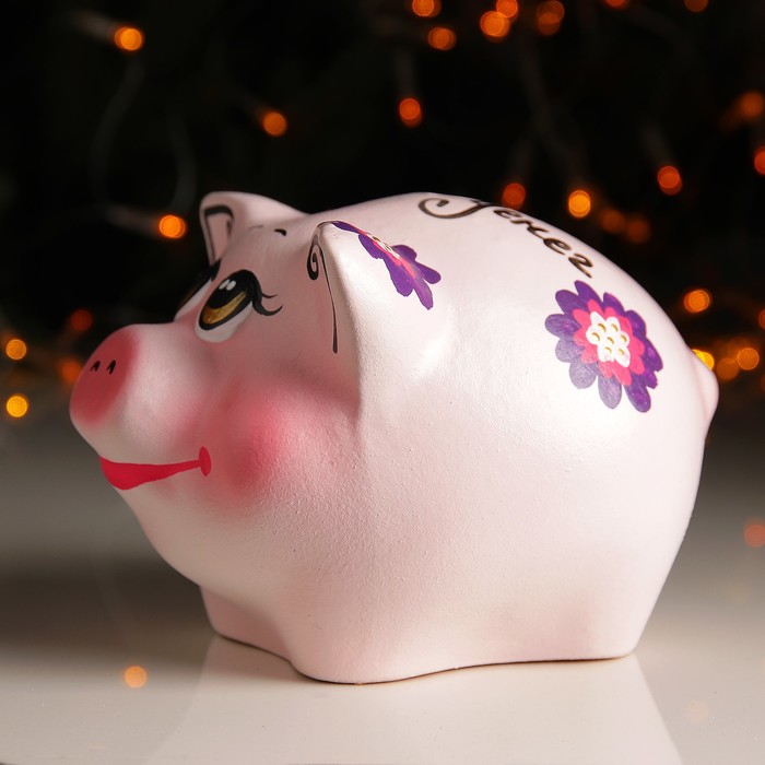 Копилка "Поросёнок", ручная роспись, микс, 14 х 10 см