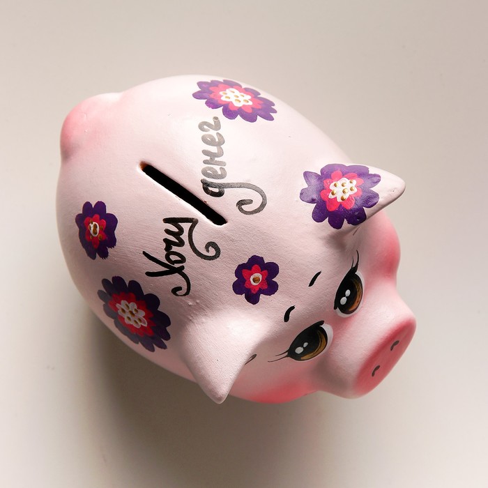 Копилка "Поросёнок", ручная роспись, микс, 14 х 10 см