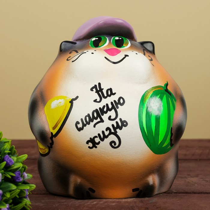 Копилка "Кот в кепке" большой х/р 20см