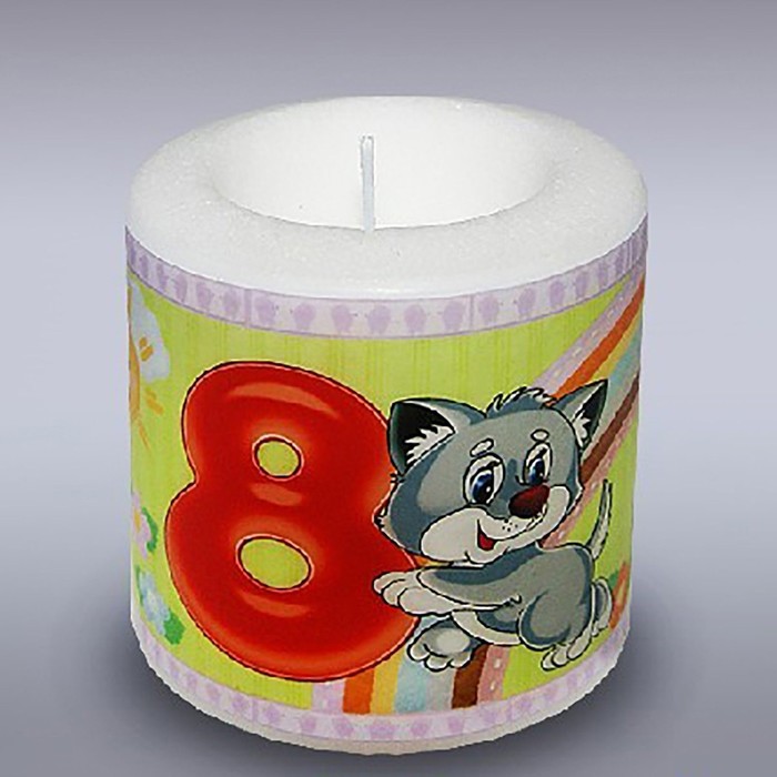 Свеча фонарик  8 "С днём рождения"