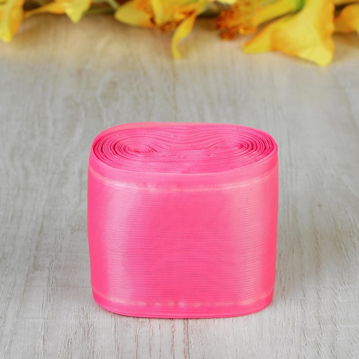 Лента для бантов, 80мм, 25м, цвет розовый