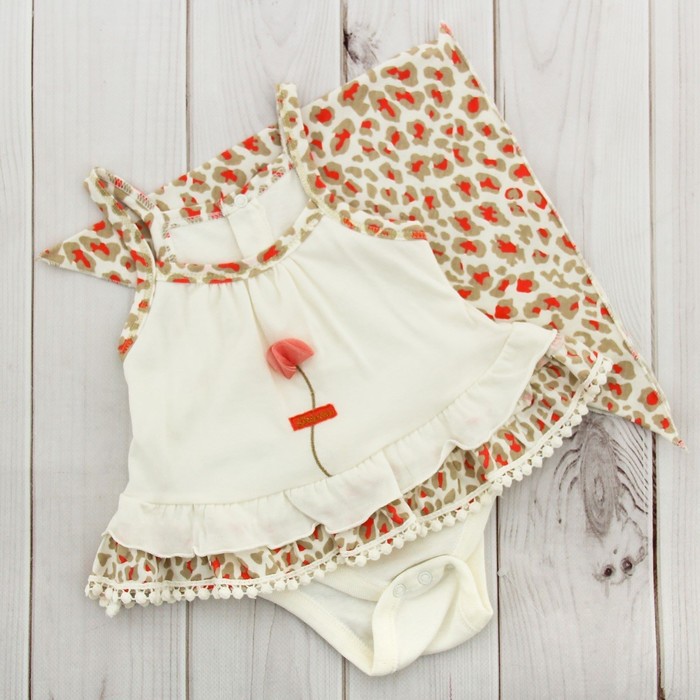 Комплект для девочки (2 предмета) "Лео", рост 62-68 см, цвет бежевый/красный ВВТ-К 624_М