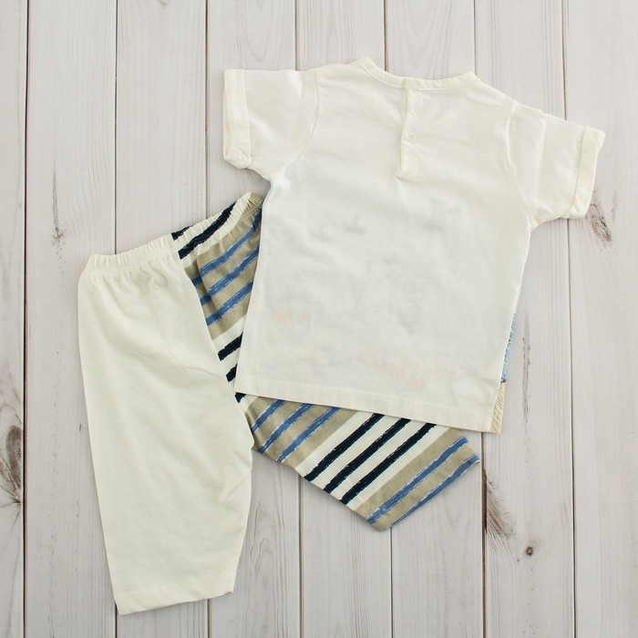 Комплект детский (футболка, шорты) "Мечтатель", рост 68-74 см, цвет бежевый/синий ВВТ-К 627_М 2146