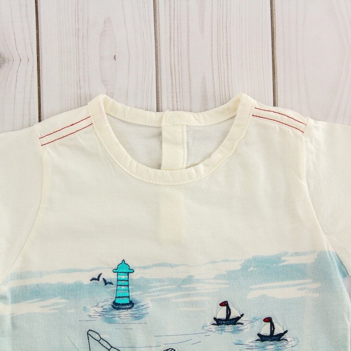 Комплект детский (футболка, шорты) "Мечтатель", рост 68-74 см, цвет бежевый/синий ВВТ-К 627_М 2146