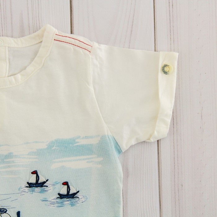 Комплект детский (футболка, шорты) "Мечтатель", рост 68-74 см, цвет бежевый/синий ВВТ-К 627_М 2146