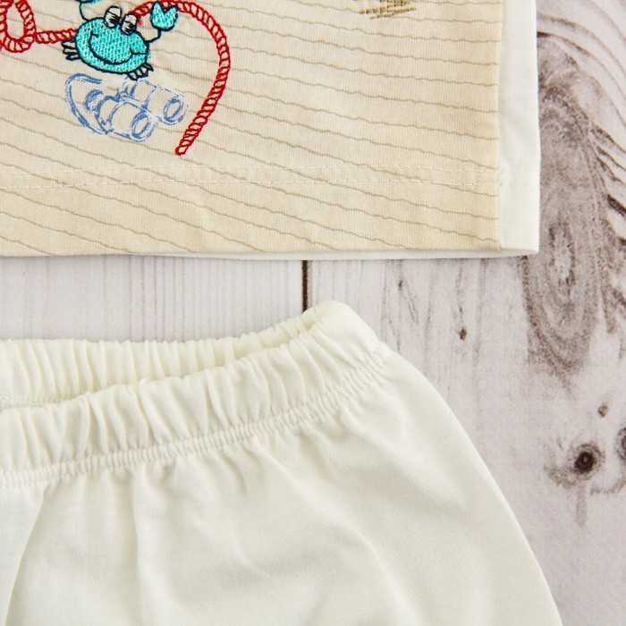 Комплект детский (футболка, шорты) "Мечтатель", рост 68-74 см, цвет бежевый/синий ВВТ-К 627_М 2146