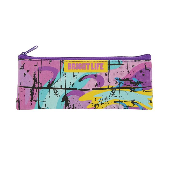 Пенал мягкий «Абстракция фиолетовая», для девочки, 1 отделение, 75 х 195 мм, ПМП7-20