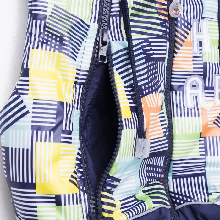 Жилет детский, рост 74 см, цвет индиго, принт синий