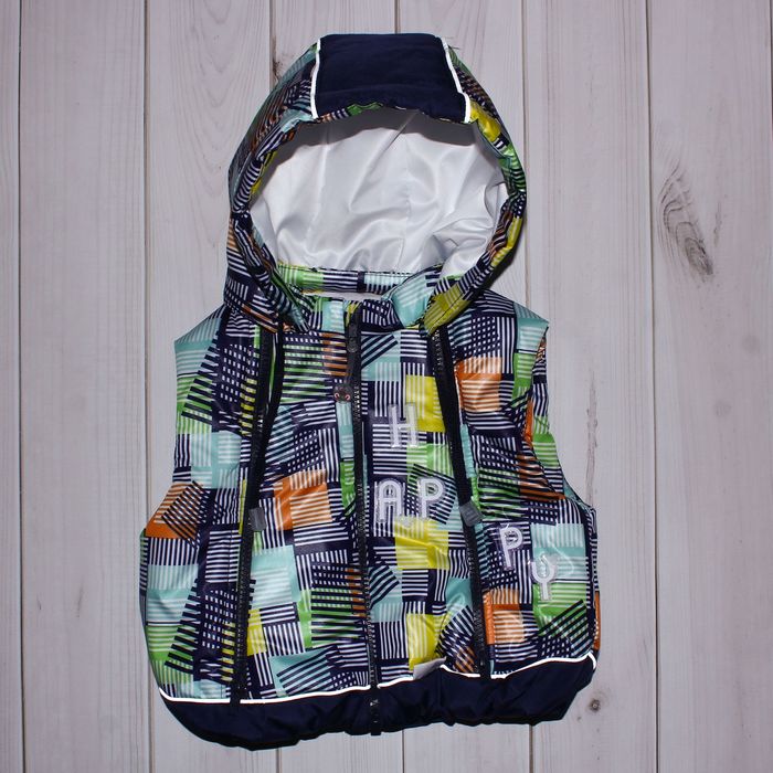 Жилет детский, рост 92 см, цвет индиго, принт синий