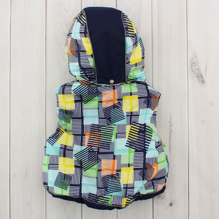 Жилет детский, рост 92 см, цвет индиго, принт синий