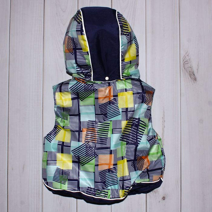 Жилет детский, рост 98 см, цвет индиго, принт синий