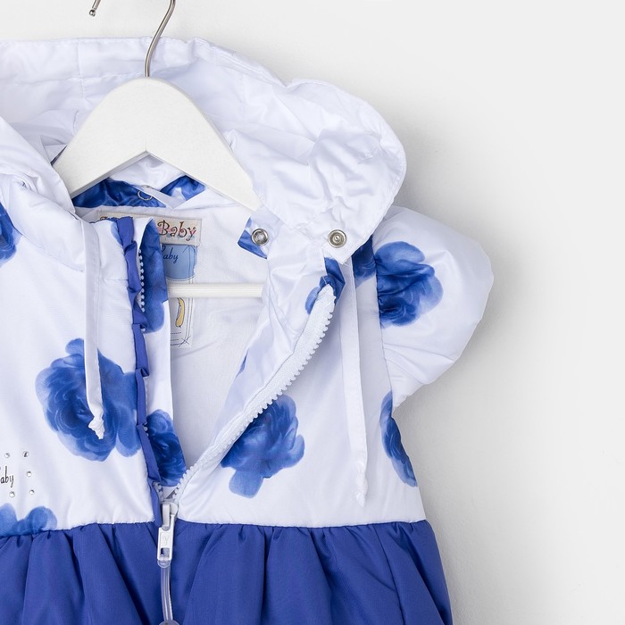 Жилет для девочки, рост 86 см, цвет синий, принт розы