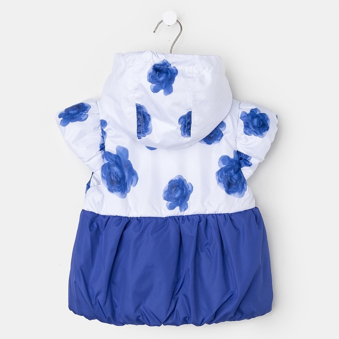 Жилет для девочки, рост 86 см, цвет синий, принт розы