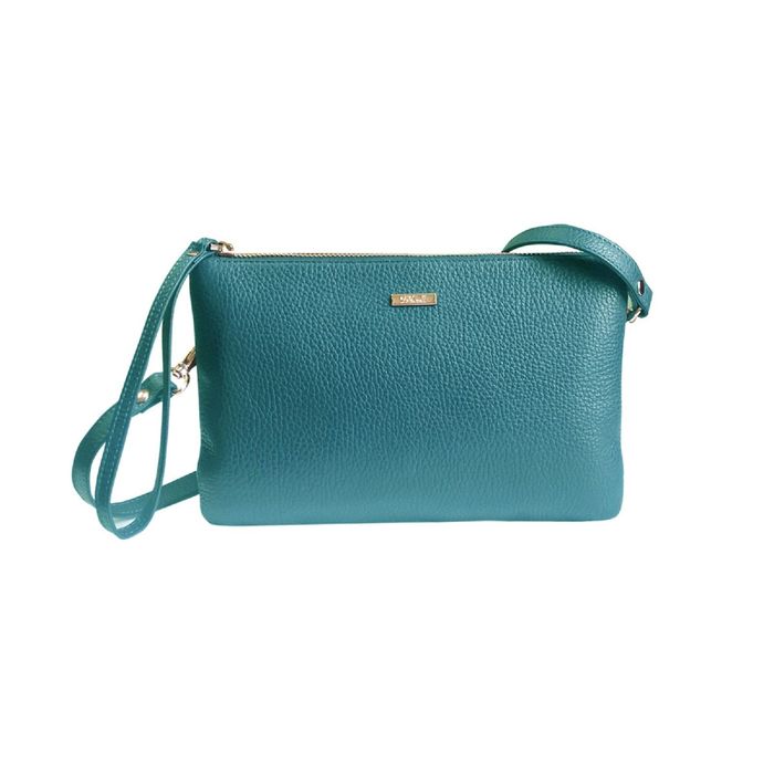 Сумка женская, отделение на молнии, наружный карман, длинный ремень, цвет бирюзовый