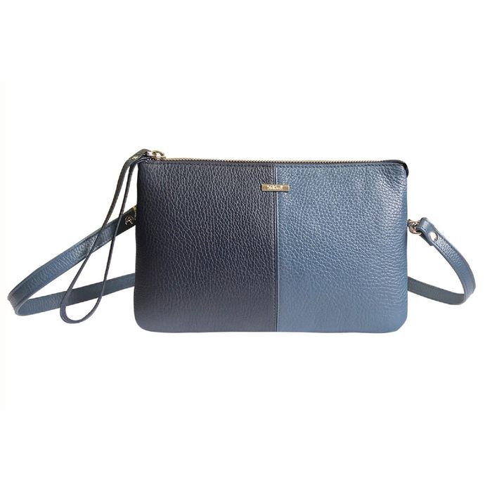 Сумка женская, отделение на молнии, длинный ремень, цвет синий