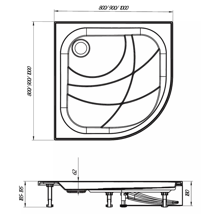 Поддон 1MarKa Bella New, 90х90 см, полукруг