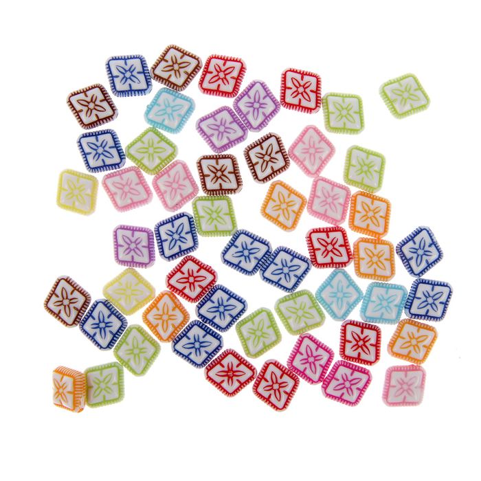 Набор бусин для творчества пластик "Ромбики" набор 50 шт 1х1 см