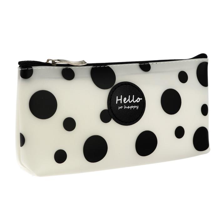 фото Пенал школьный, на молнии силиконовый "hello", белый