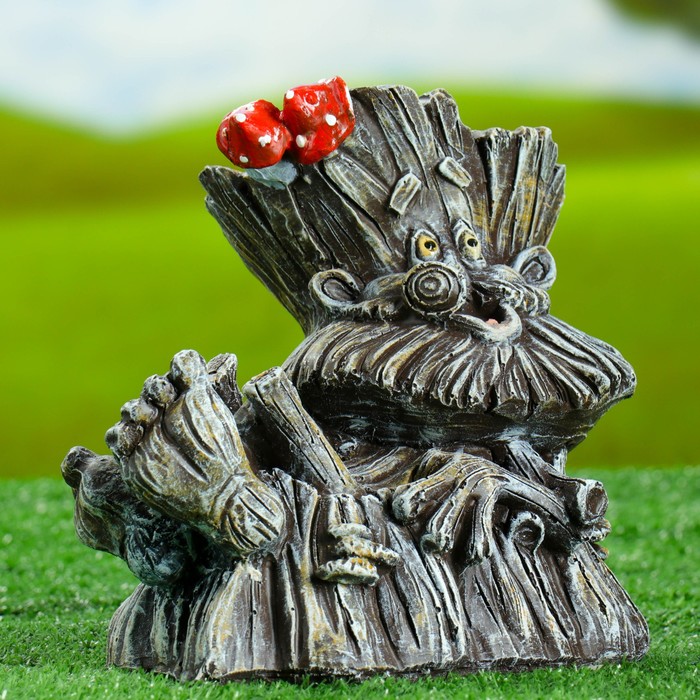 Садовая фигура "Лесовичок из пня" чёрный 16х20см